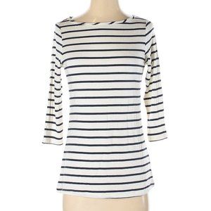 Amour Vert 3/4 Sleeve Top White Black Stripes XS